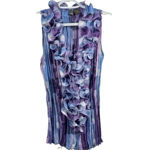 SERENADE New York Mixed Purple Colors Ruffeled Sleeveless Top SZ Medium